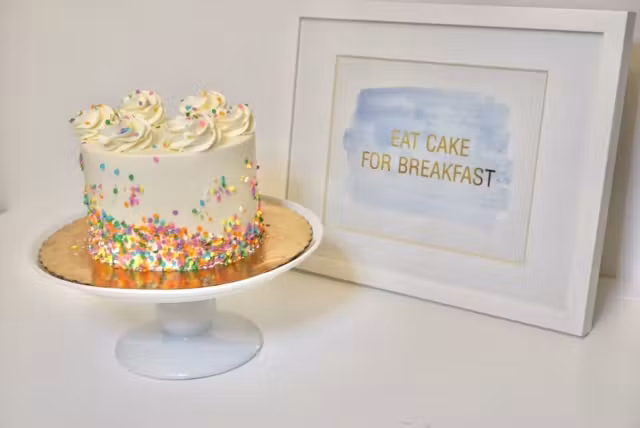 Vanilla buttercream cake with rainbow sprinkles
